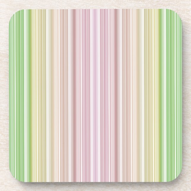 Purple Pink Yellow Green Stripes Beverage Coaster (Front)