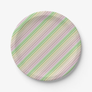 Purple Pink Yellow Green Stripes Paper Plates