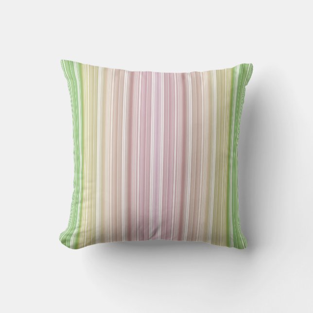 Purple Pink Yellow Green Stripes Throw Pillow (Front)