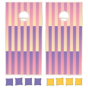 Purple Pink Yellow Stripes Pattern Cornhole Set