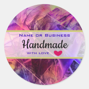 Purple Pinks Modern Abstract Handmade Classic Round Sticker
