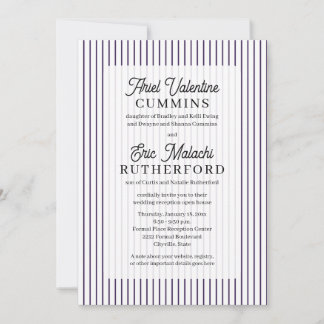 Purple Pinstripe Rustic Bride's Parents Remarried Invitation