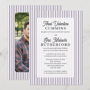 Purple Pinstripe Rustic Groom's Parents Remarried Invitation
