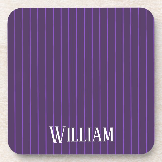 Purple pinstripes beverage coaster (Front)