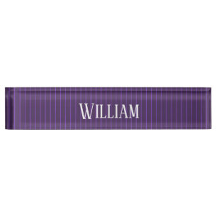 Purple pinstripes desk name plate