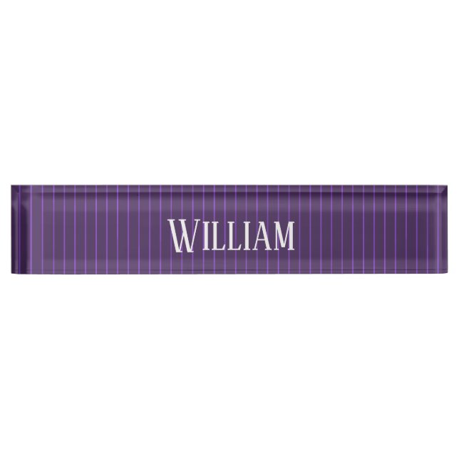 Purple pinstripes desk name plate (Front)