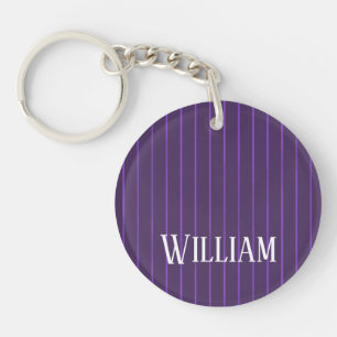 Purple pinstripes keychain