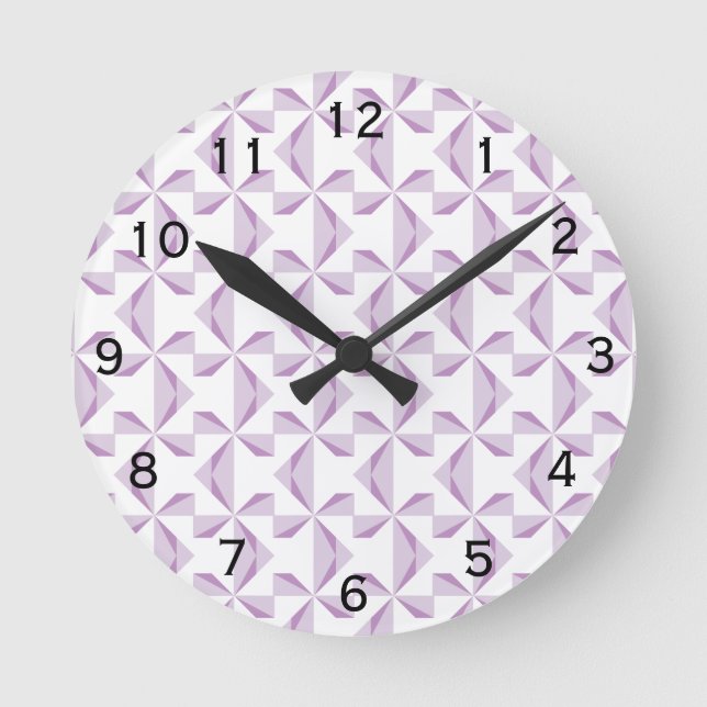 Purple Pinwheels Round Clock (Front)