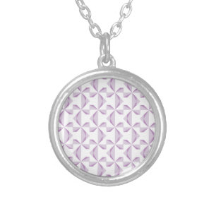 Purple Pinwheels Silver Plated Necklace