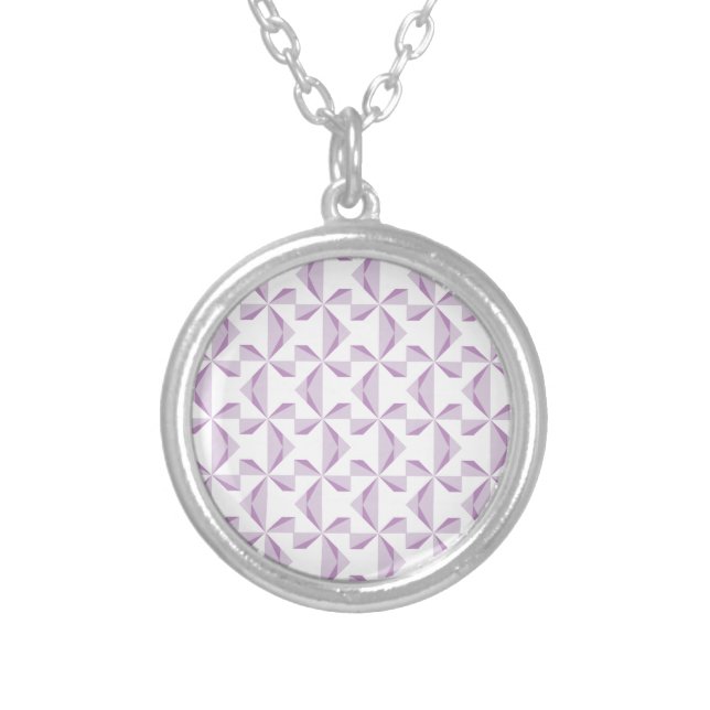 Purple Pinwheels Silver Plated Necklace (Front)