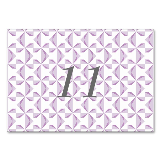 Purple Pinwheels Table Number (Front)