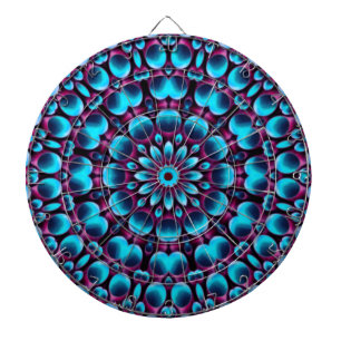 Purple Pipes Vintage Blue Fractal Kaleidoscope Dart Board
