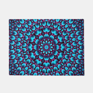 Purple Pipes Vintage Blue Fractal Kaleidoscope Doormat