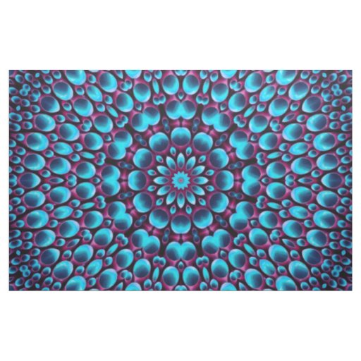 Purple Pipes  Vintage Blue Fractal Kaleidoscope Fabric