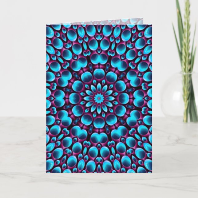 Purple Pipes Vintage Blue Kaleidoscope Card (Front)