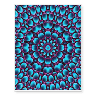 Purple Pipes Vintage Blue Kaleidoscope Temporary Tattoos