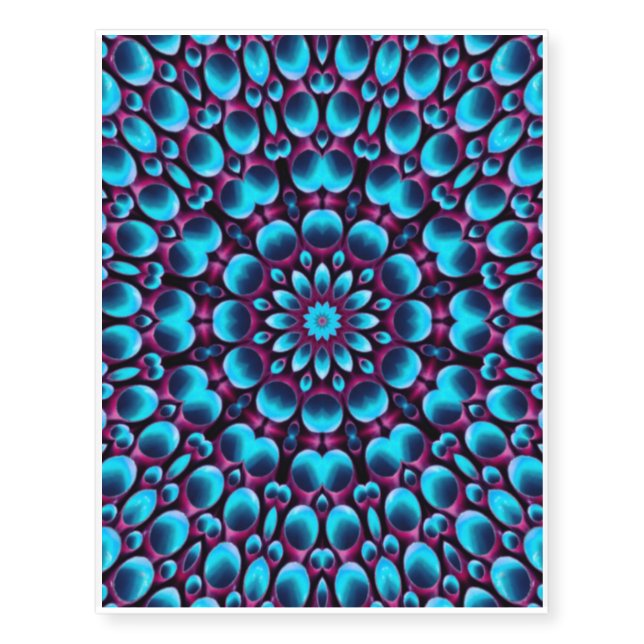 Purple Pipes Vintage Blue Kaleidoscope Temporary Tattoos (Front)