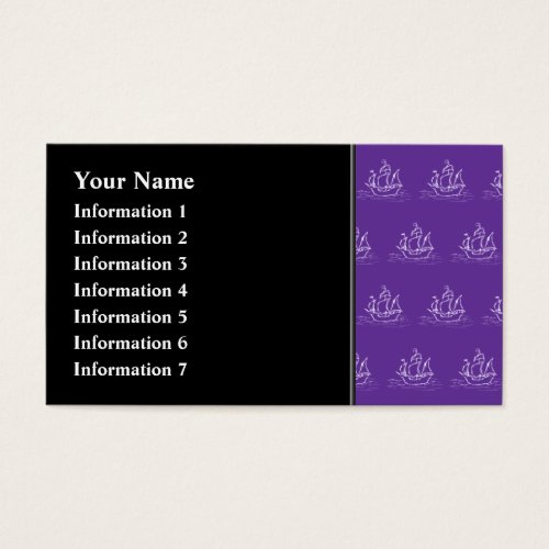 Purple Pirate Ship Pattern. Business Cards
