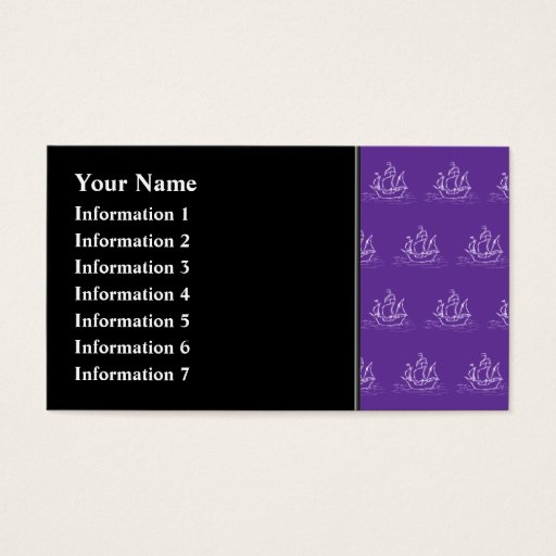 Customizable Purple Pirate Ship Pattern. Business Cards