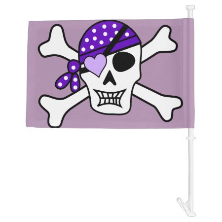 Purple Pirate Skull & Crossbones Car Flag