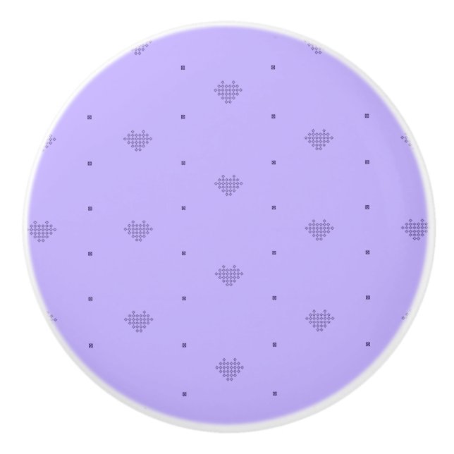 Purple Pixel Hearts Dresser Drawer Ceramic Knob (Front)