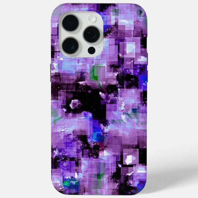 Purple Pixelated iPhone 15 Pro Max Case (Back)