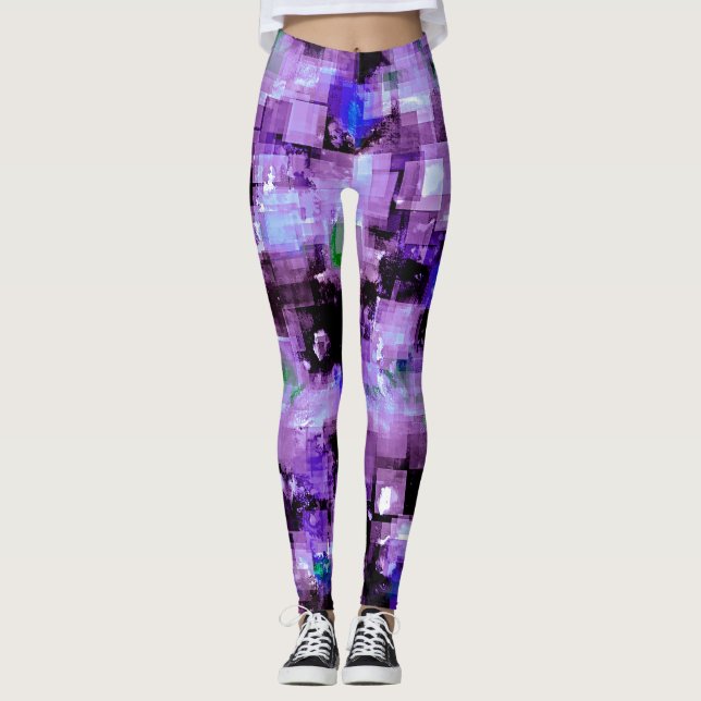 Purple Pixelated Leggings (Front)