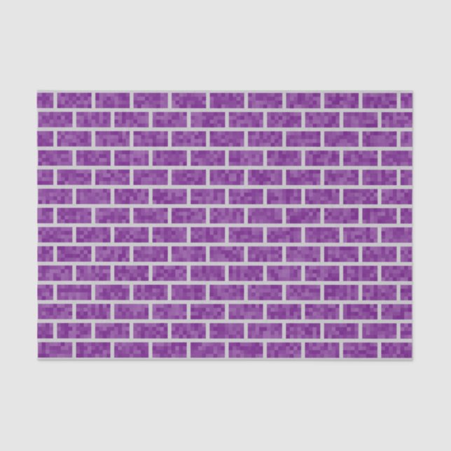 Purple Pixelated Look Bricks Pattern Tissue Paper (Front)