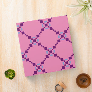 Purple Pixelated Pattern 3 Ring Binder