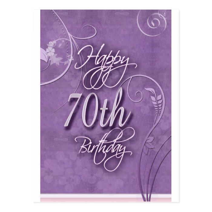 Purple pizazz for 70th birthday post cards