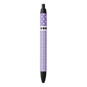 Purple Plaid and Polka Dots Pen