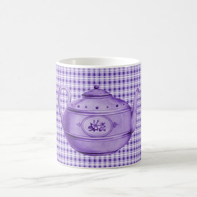 Purple Plaid and Teapot Coffee Mug (Center)