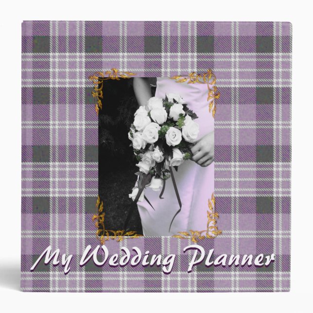Purple Plaid Customizable Binder (Front)