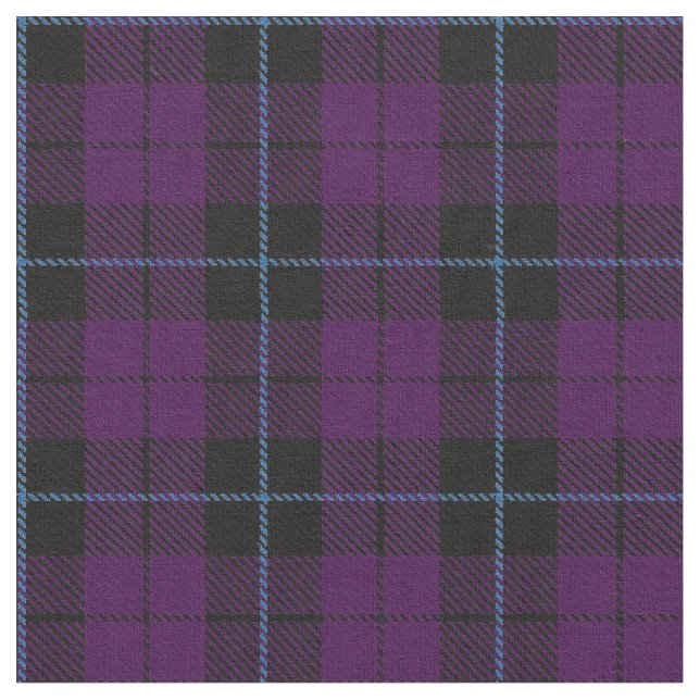 Purple Plaid fabric with blue stripe print (Close Up)