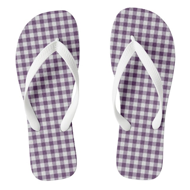 Purple Plaid Flip Flops (Footbed)