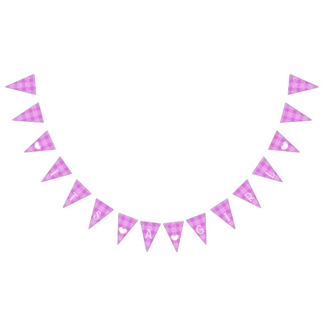 Purple Plaid Its a Girl Baby Shower Bunting Flags (All)