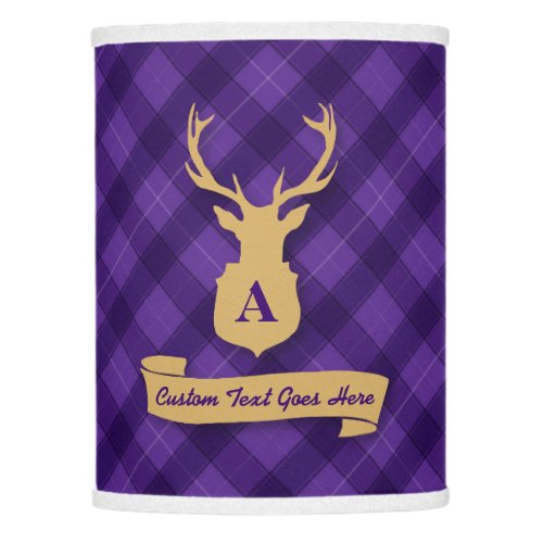 Purple Plaid Lamp with Stags Head and Custom Text
