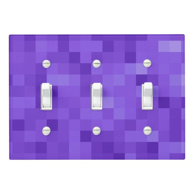 Purple Plaid Pattern Light Switch Cover (In Situ)
