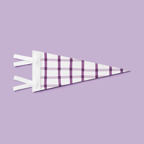 Purple Plaid Pennant Flag