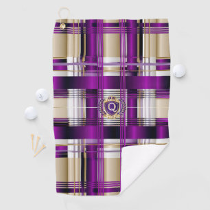  Purple Plaid Personalized Golf Towel 