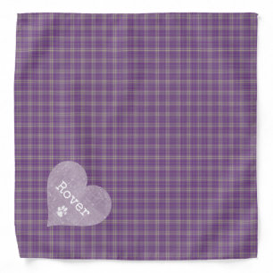 Purple Plaid Personalized Pet Bandana