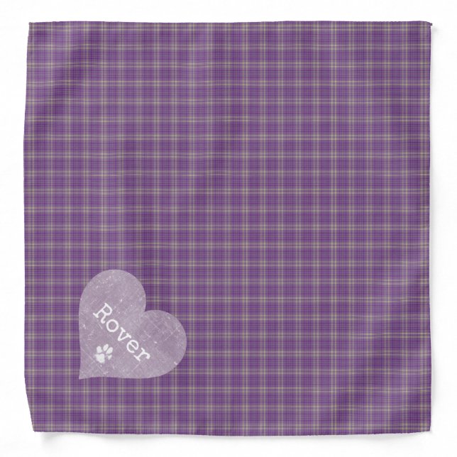 Purple Plaid Personalized Pet Bandana (Front)