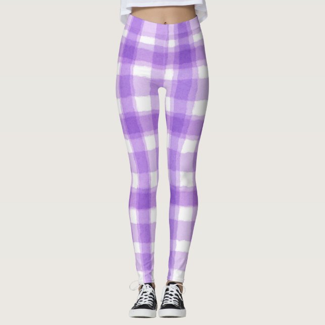 Purple Plaid Pretty Pastel Leggings (Front)