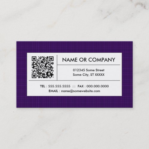 purple plaid QR code Business Cards