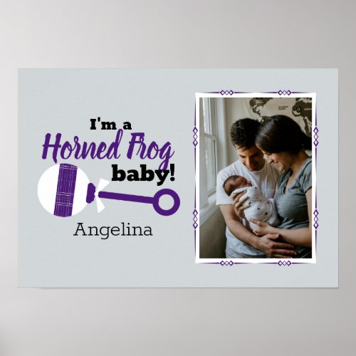 Purple Plaid Rattle Horned Frog Baby Photo Poster