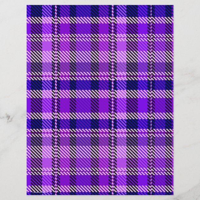 Purple Plaid Scrapbook Paper 2-Sided Page (Back)