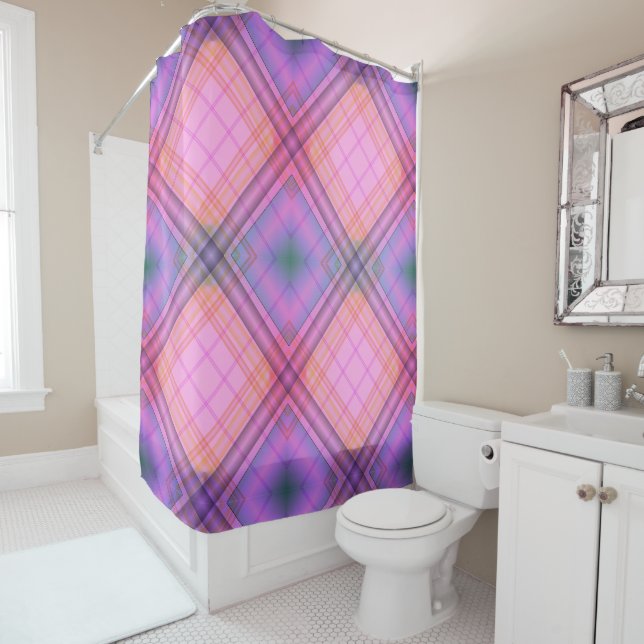 Purple Plaid Shower Curtain (In Situ)