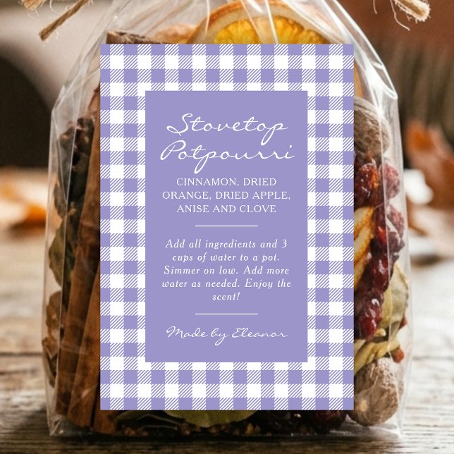 Purple Plaid Stovetop Potpourri Simmer Pot Label (Creator Uploaded)