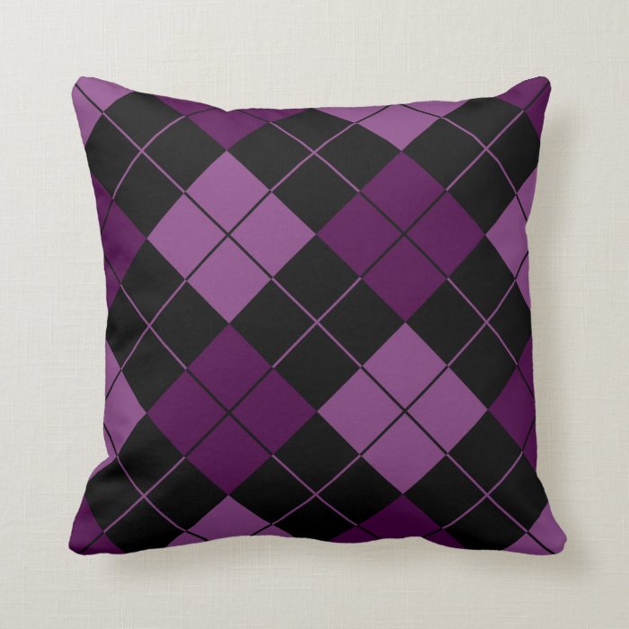 Purple Plaid Throw Pillow
