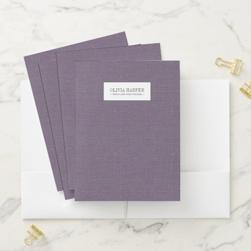 Purple  Plain Elegant Linen Look Monogram   Pocket Folder